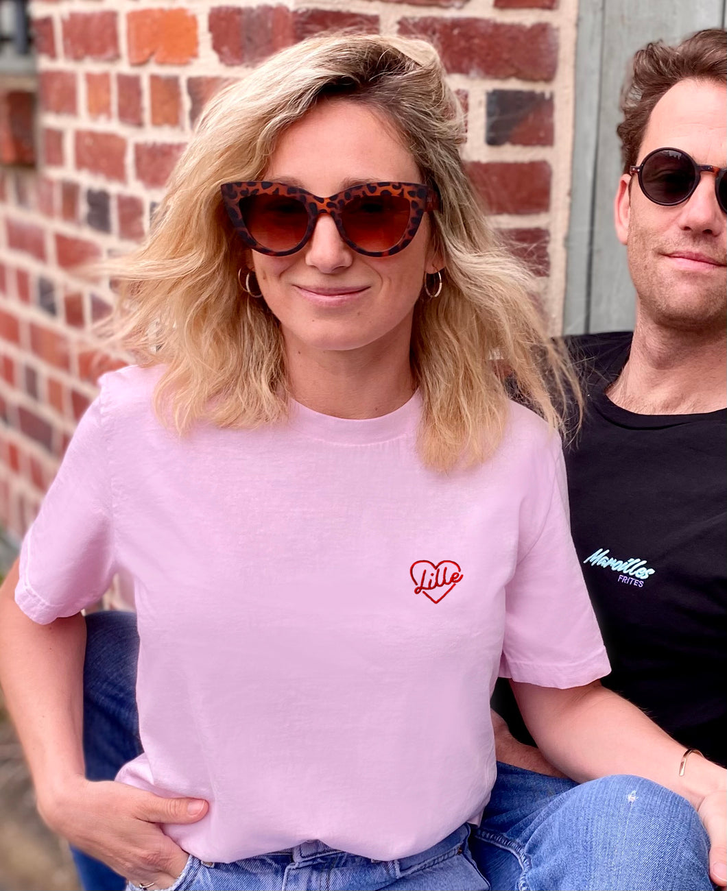 ❤️Lille T-Shirt rose – Unisexe | Phosphorescent