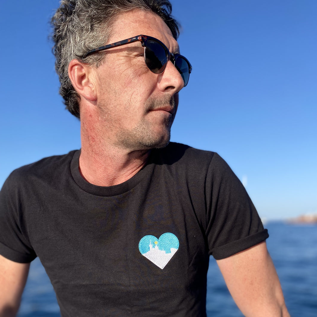 💙La ligne Bonne Mère Azur T-Shirt noir - Unisexe | Phosphorescent
