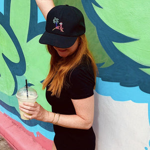 🦩 Retro flamingo - Casquette courbée ou plate | Phosphorescent