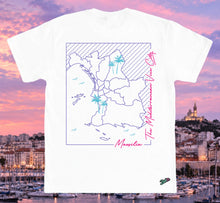 Charger l'image dans la galerie, 😈🌴"Massilia, the Mediterranean Vice City" T-Shirt blanc – Unisexe oversize | Phosphorescent