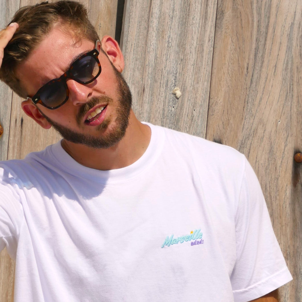 ⭐Marseille BEBE! T-Shirt blanc - Unisexe | Phosphorescent